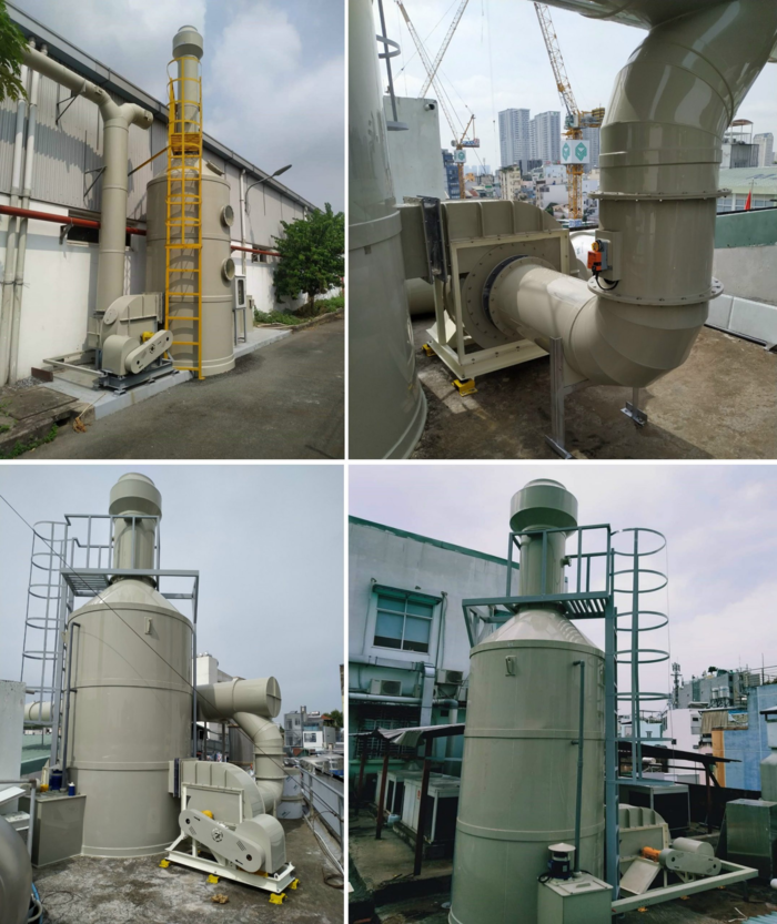 hệ thống tháp xử lý tháp phun lốc xoáy khí nền